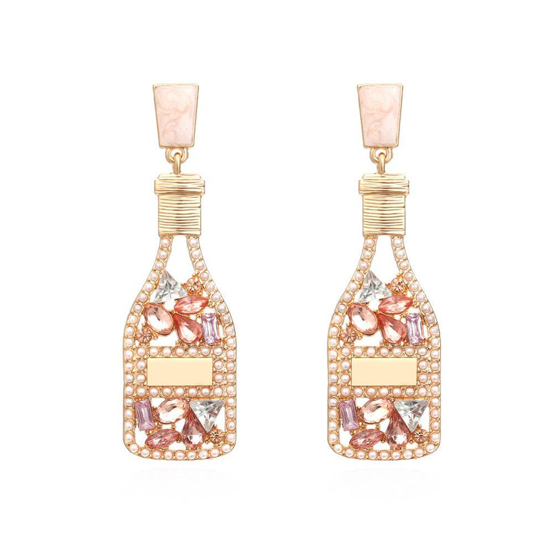 Exaggerated Alloy Hollow Wine Bottle Earrings