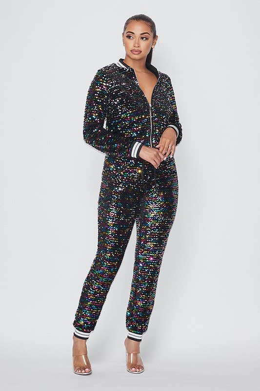 Multi colored sequin jogger set- MUST HAVE!