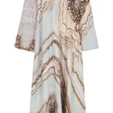 Elegant Deep V Marble Pattern Maxi Dress