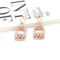 Exaggerated Alloy Hollow Wine Bottle Earrings