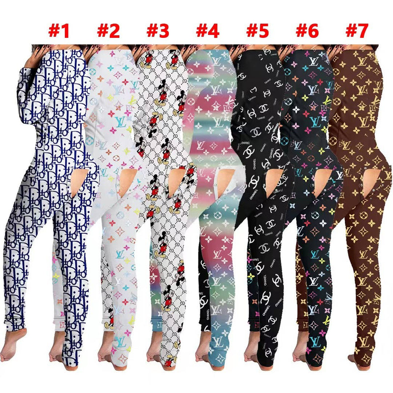 Buttoned Flap Adults Pajamas Rompers Onesie