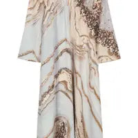 Elegant Deep V Marble Pattern Maxi Dress