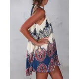 Women's Printed Hanging Neck A-line Dress