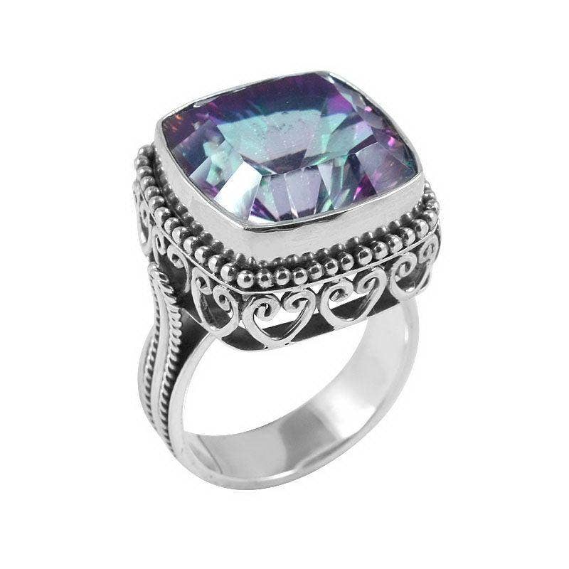 AR-6074-MT-8" Sterling Silver Ring With Gemstone